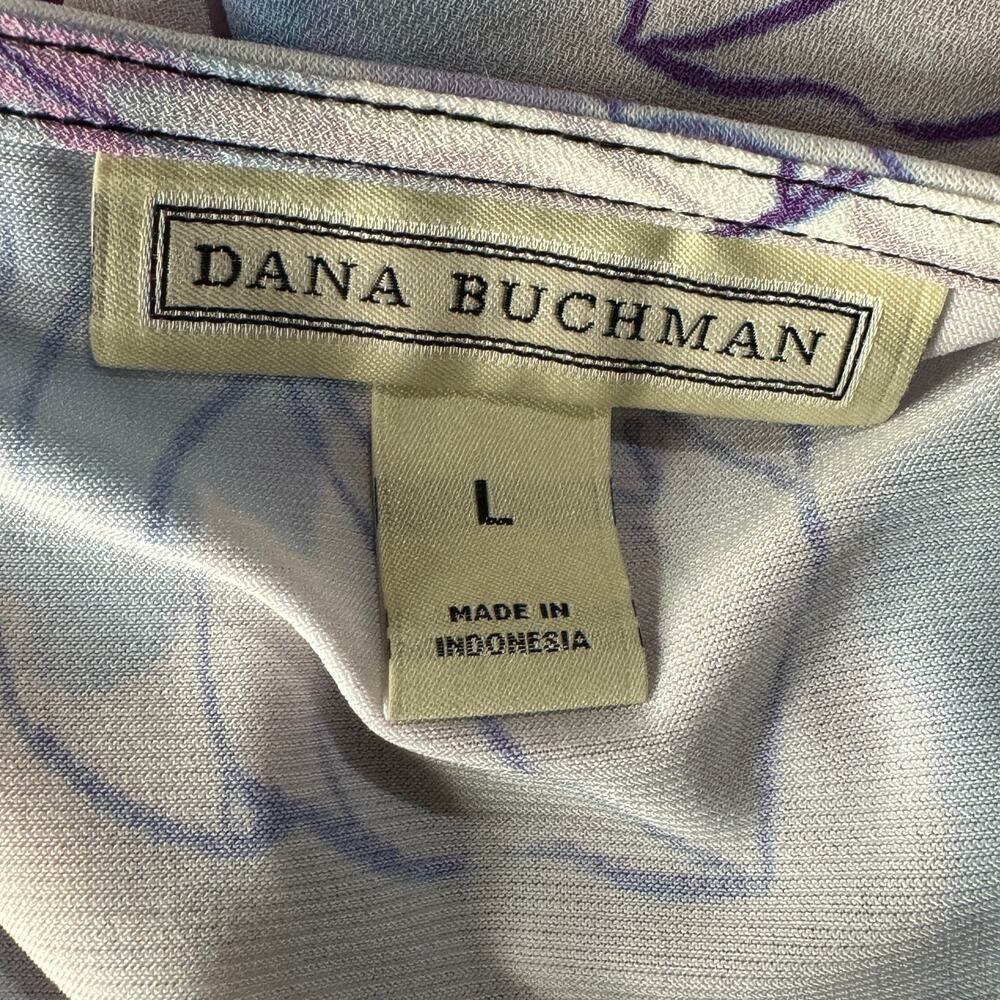 Dana Buchman Large Top Floral 3/4 Sleeves Round Neck Stretch Lightweight Knotted - Picture 7 of 9